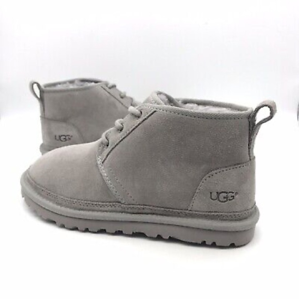 UGG NEUMEL SEAL GREY SUEDE FULLY LINED SHEARLING ANKLE BOOTS
